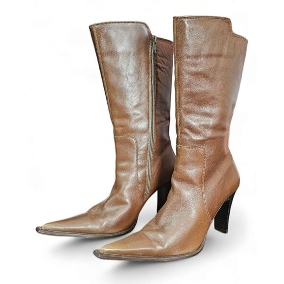 RARE VINTAGE Danisha by Siete Leguas brown 3.75" heels boots size size MX26.5/7. - Picture 4 of 16